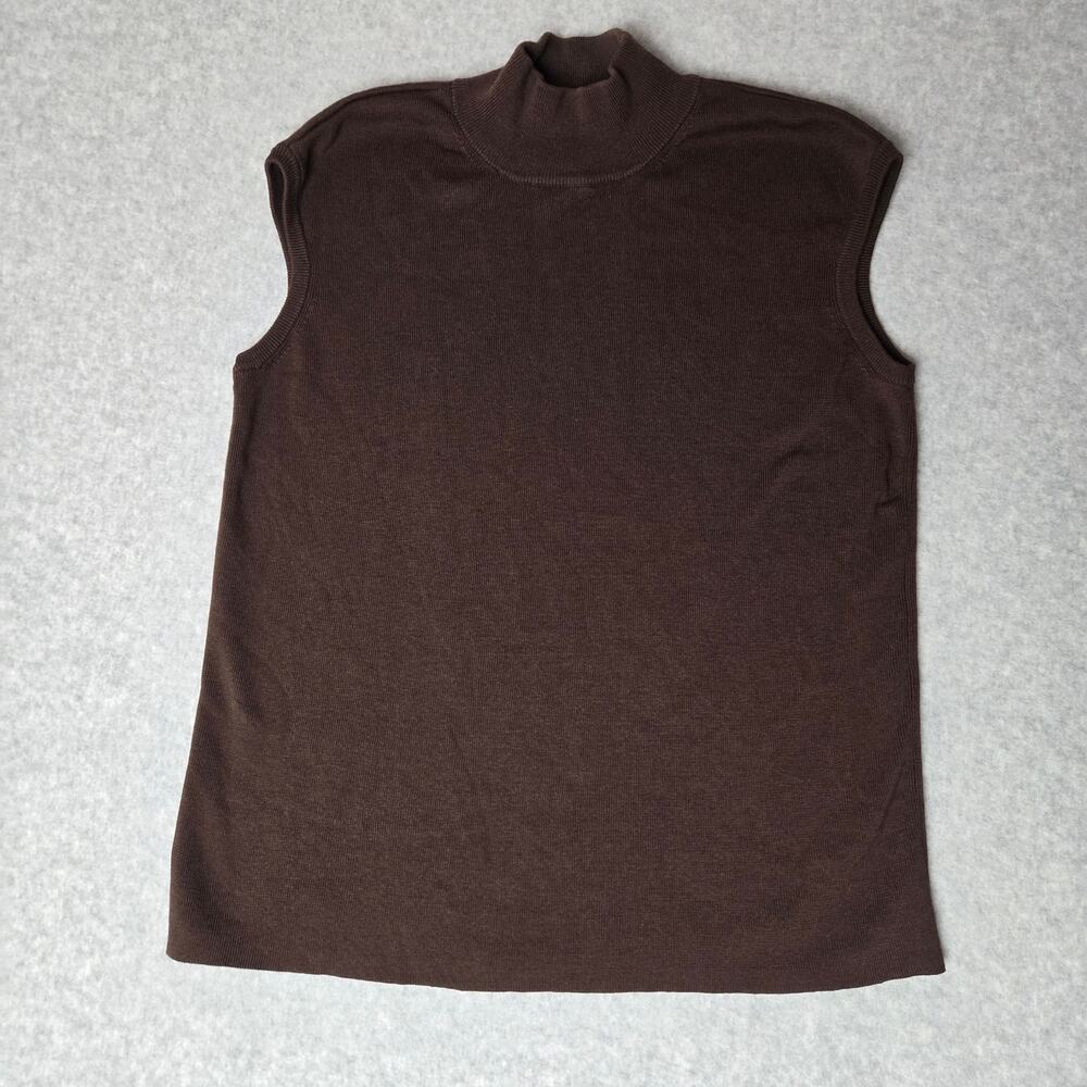 VTG Coldwater Creek Women's Brown Sweater Vest 70% Silk Sleeveless - Size L